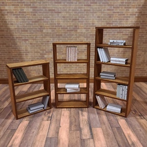 Miniature Bookcase for Dollhouses, 1:12 Scale, Miniature Book Shelf, Modern Dollhouse Furniture, Dollhouse Decor, Open Back Shelf, Accessory