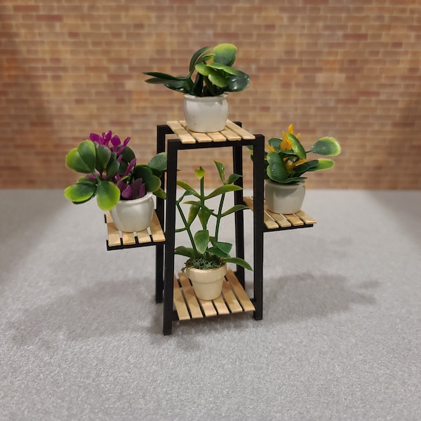 Miniature Dollhouse 1:12 Scale Plant Stand, Mini House Plant Stand, Dollhouse Accessories, Dollhouse Decor, Modern Dollhouse