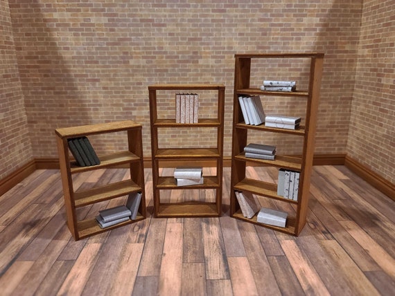 Miniature Bookcase for Dollhouses, 1:12 Scale, Miniature Book Shelf, Modern Dollhouse Furniture, Dollhouse Decor, Open Back Shelf, Accessory