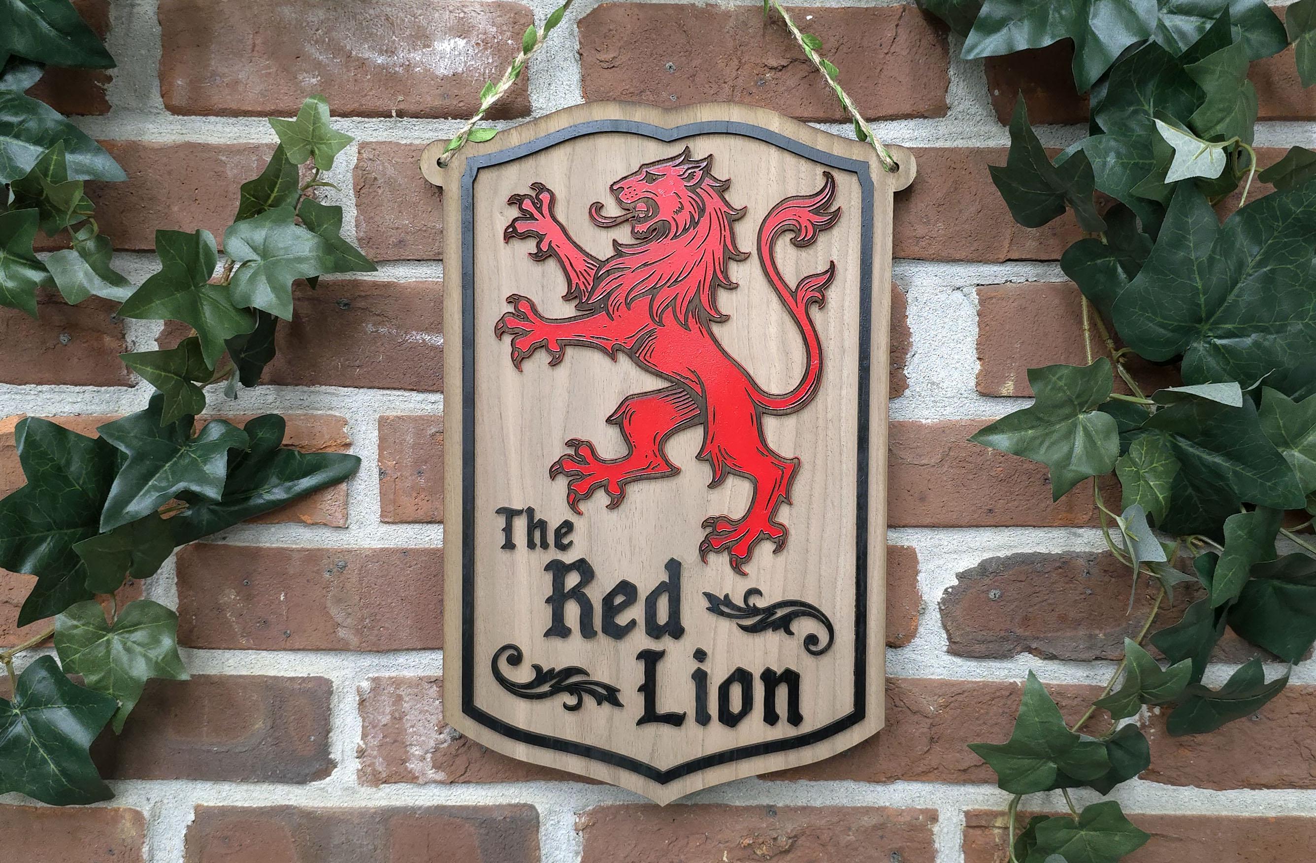 Red Lion Sign Red Lion Tavern Sign, Lion Wall Decor, Medieval Heraldry Wall Art ...