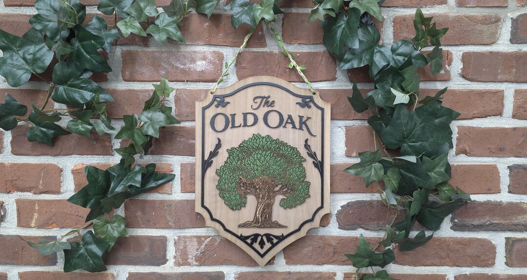 The Old Oak Tavern Sign, Oak Tree Wall Decor, Woodland Wall Art, Rustic ...