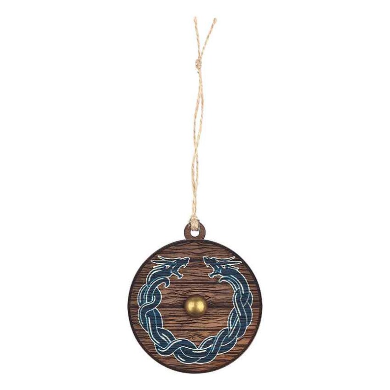Viking Dragon Wooden Shield Christmas Ornament -Viking Shield Wooden Ornament, Celtic Christmas Ornament, Viking Ornament, Medieval Ornament image 3