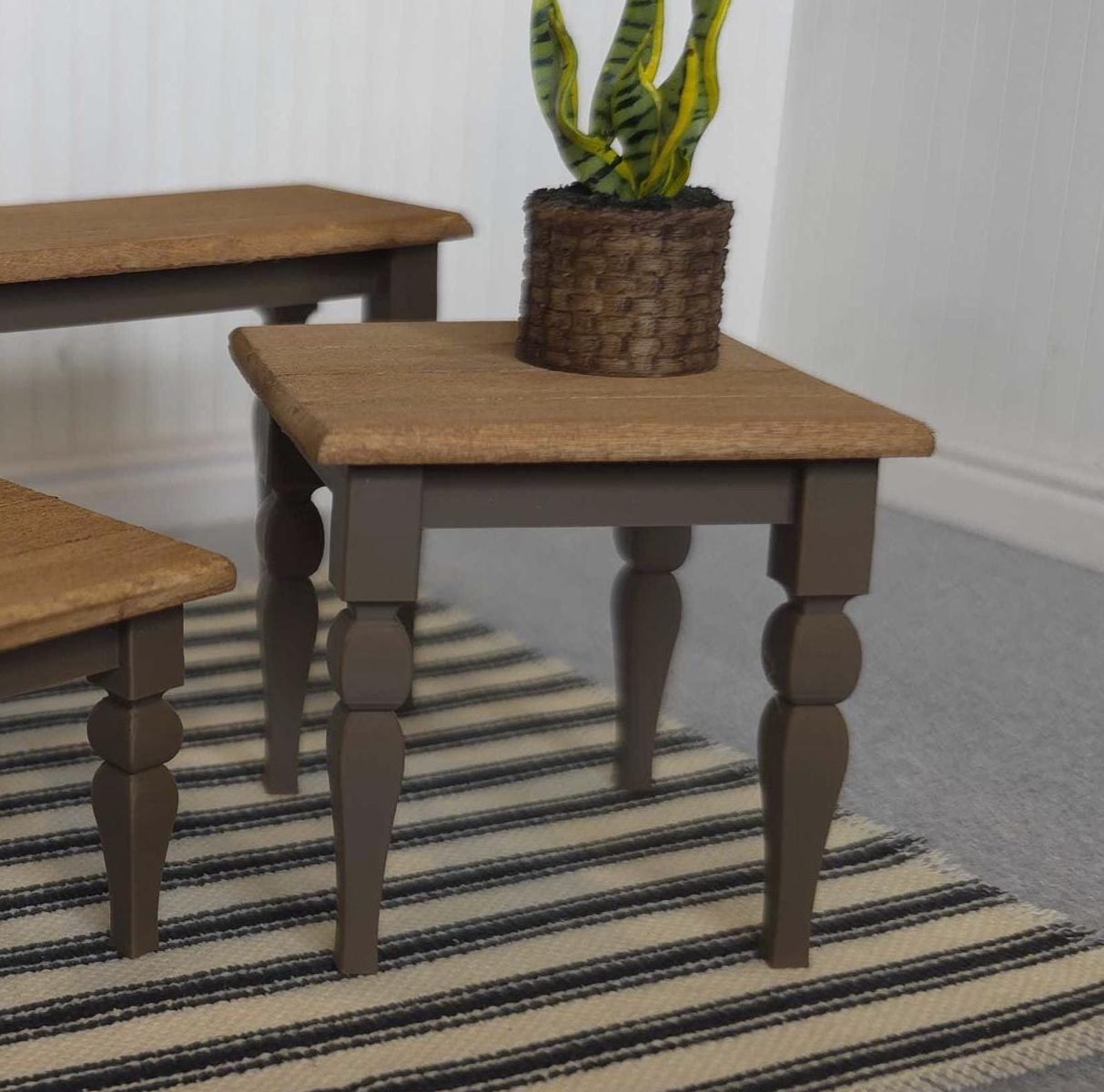 1:12 Miniature French Country Table - Brown, Dollhouse Furniture, Mini ...