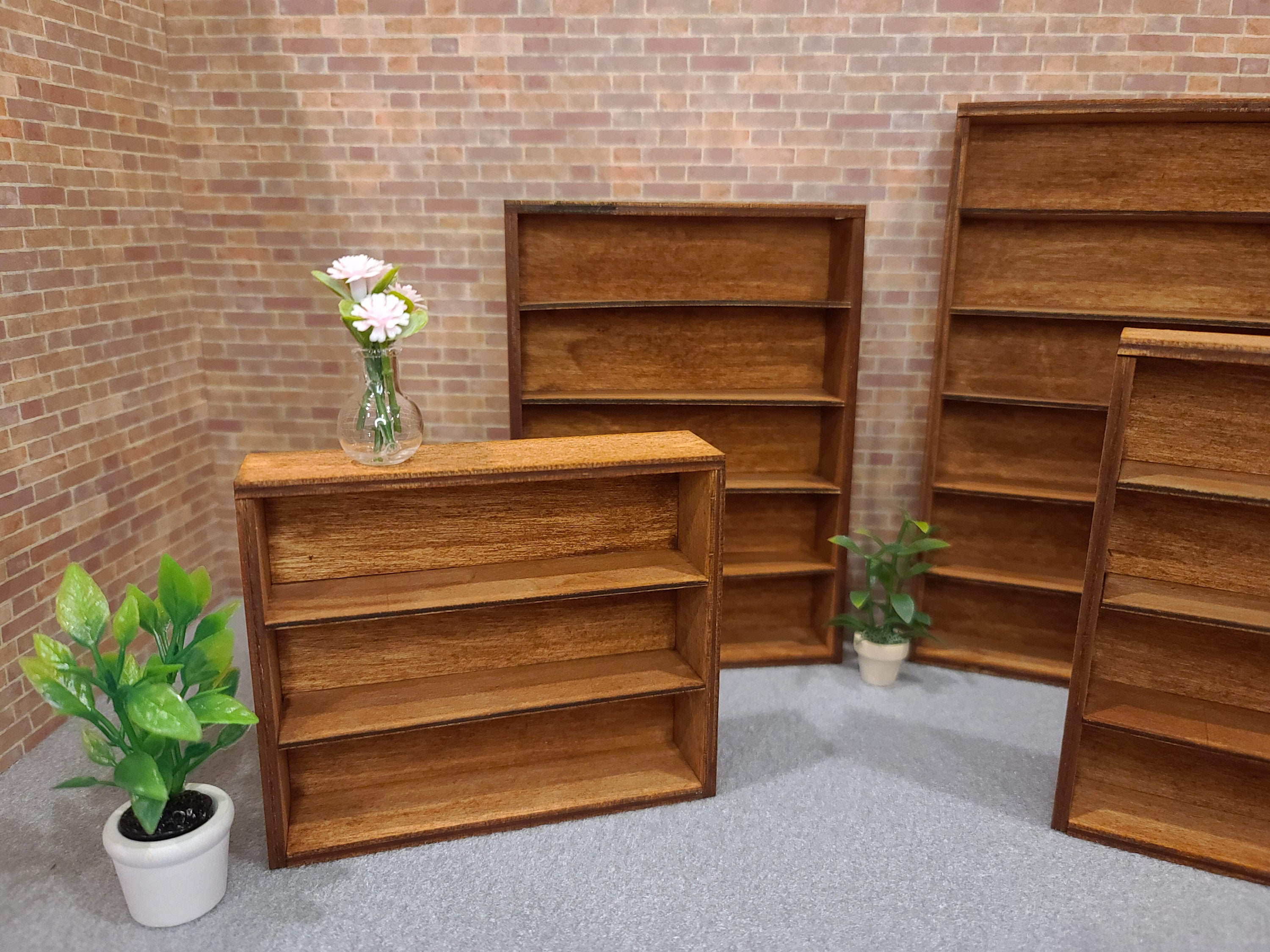 Miniature Wide Wooden Bookcase for dollhouses 112 Scale Etsy