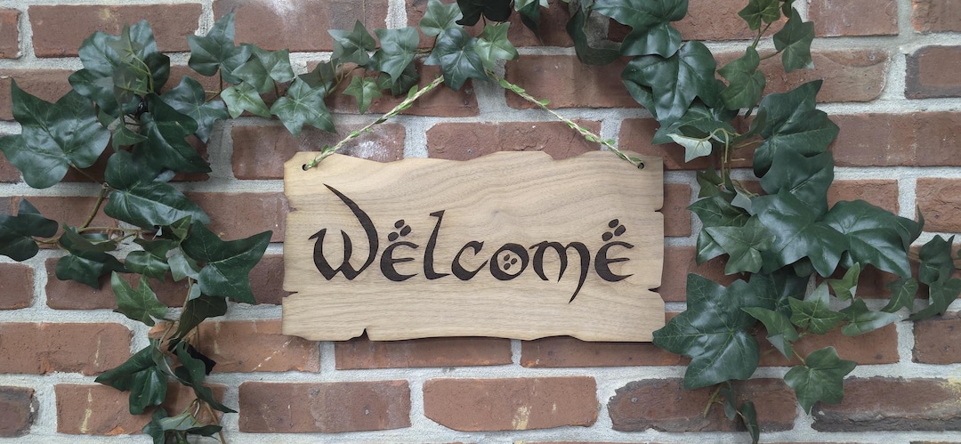 Wooden Welcome Sign, Hobbit Welcome Sign, Garden Welcome Sign, Front ...
