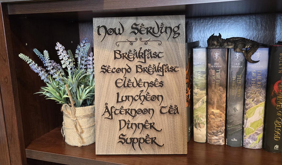 Served Daily Hobbit Meals Sign, Hobbit Kitchen Decor, Second Breakfast ...