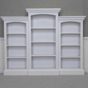 Deluxe Library Bookcase for Dollhouses, 1:12 Scale, Miniature Book Shelf, Mini Wooden Bookcase, Modern Doll House, Dollhouse Furniture