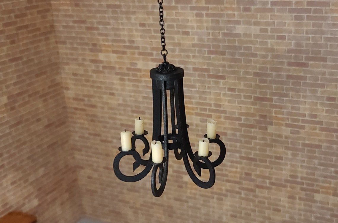 Miniature Candle Chandelier Dollhouse Chandelier Wrought Etsy