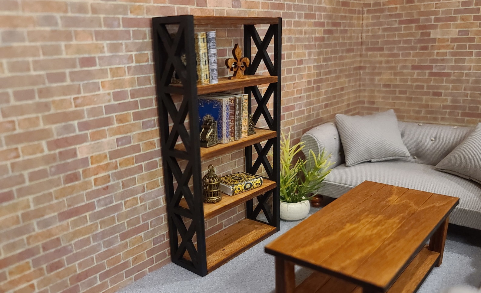 Miniature Wooden X Bookcase for dollhouses 112 Scale Etsy