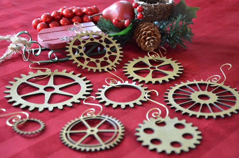 Steampunk Gear Christmas Ornament Set of 8 image 2