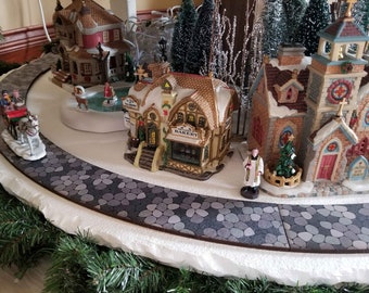 Grey Cobblestone Pathways for Christmas Village, Miniature Walkways, Miniature Streets Road for Miniature Villages, Village Sidewalks Street