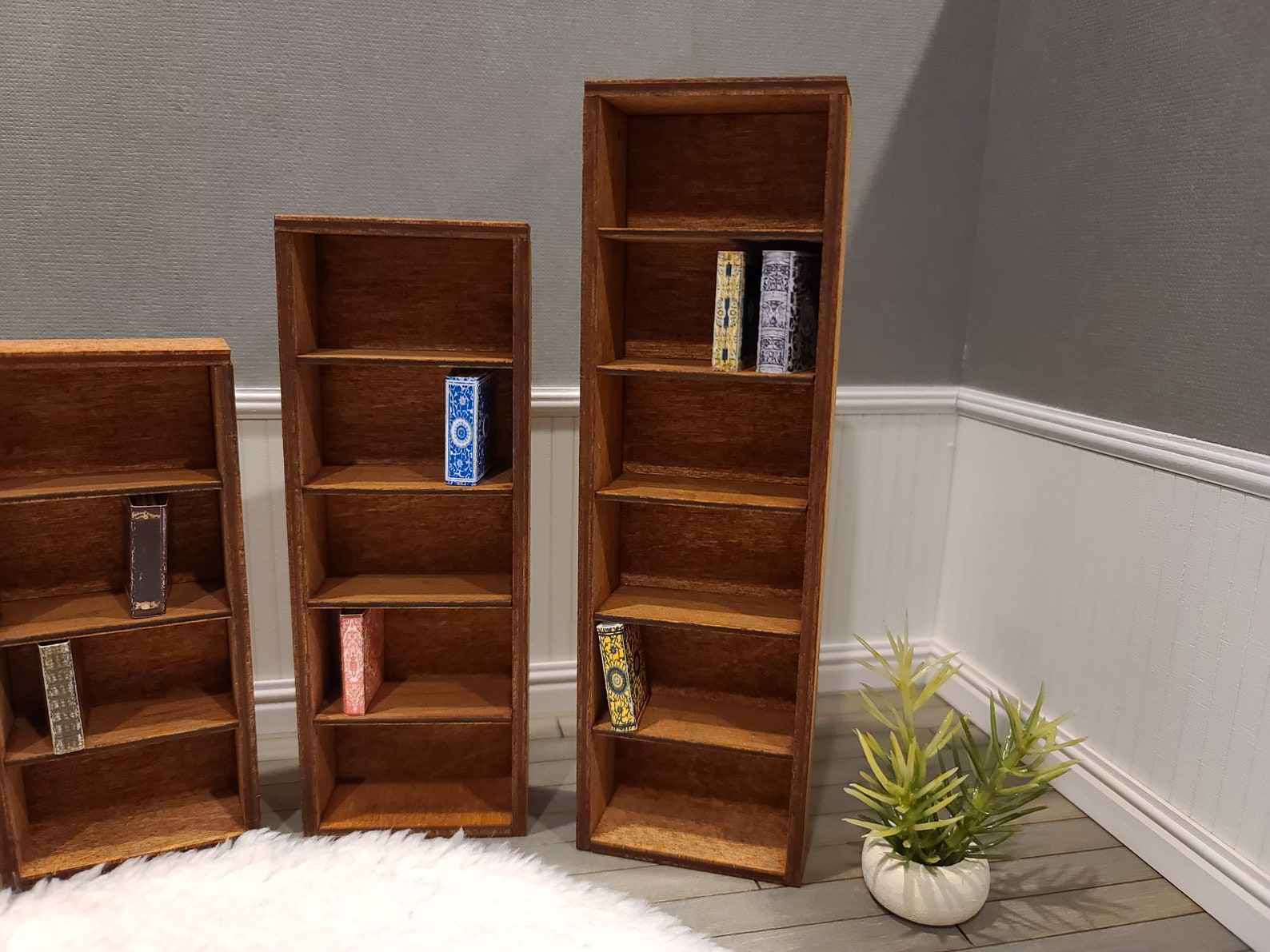 Miniature Wooden Bookcase for dollhouses 112 Scale Etsy