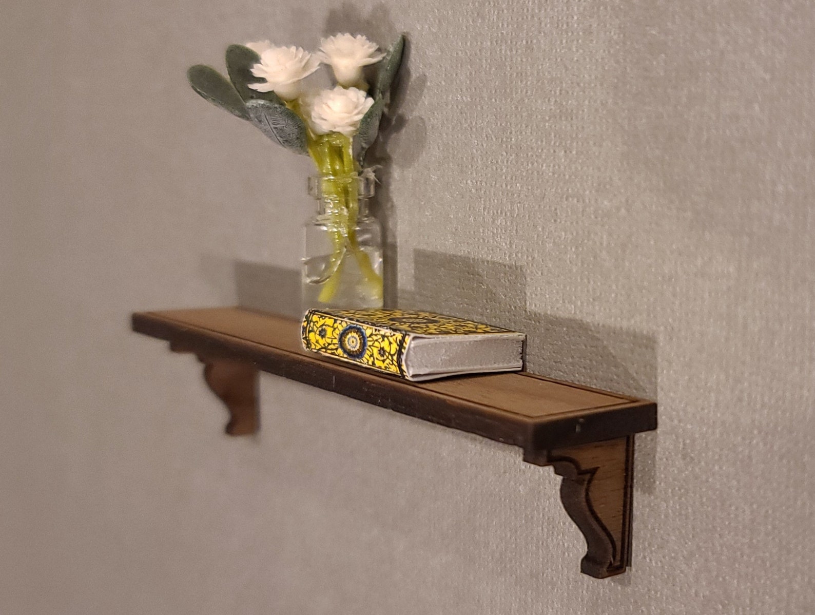 Miniature Wooden Wall Shelf for Dollhouses, 1:12 Scale, Miniature Book ...