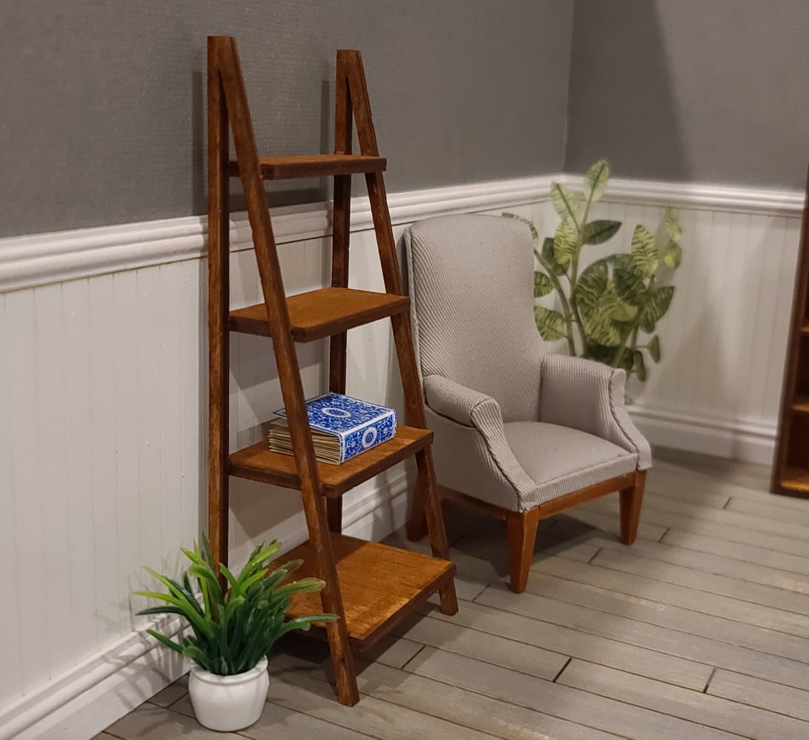 Miniature Wooden Ladder Style Shelf for Dollhouses 112 Etsy