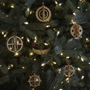 3-D Steampunk Gear Christmas Ornament Set of 6 Perfect for Steampunk and Industrial Themes image 1