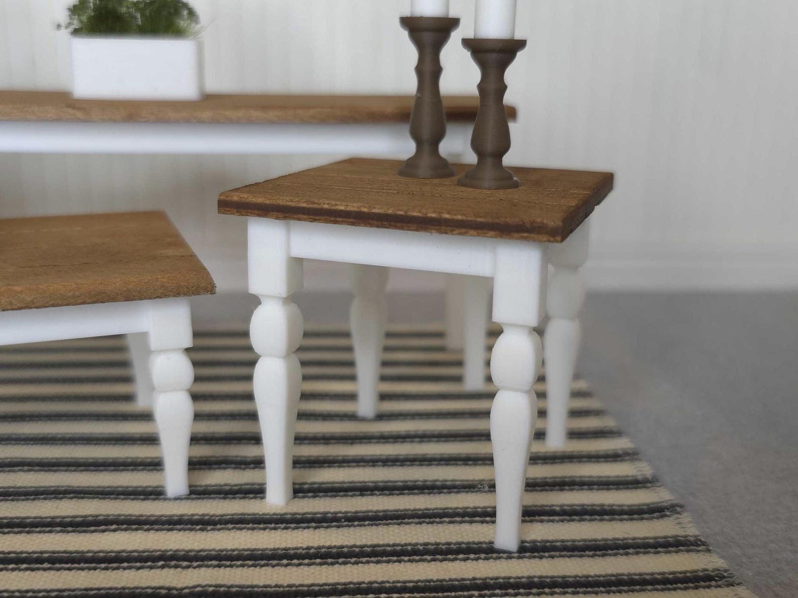 1:12 Miniature French Country Table - White, Dollhouse Furniture, Mini ...
