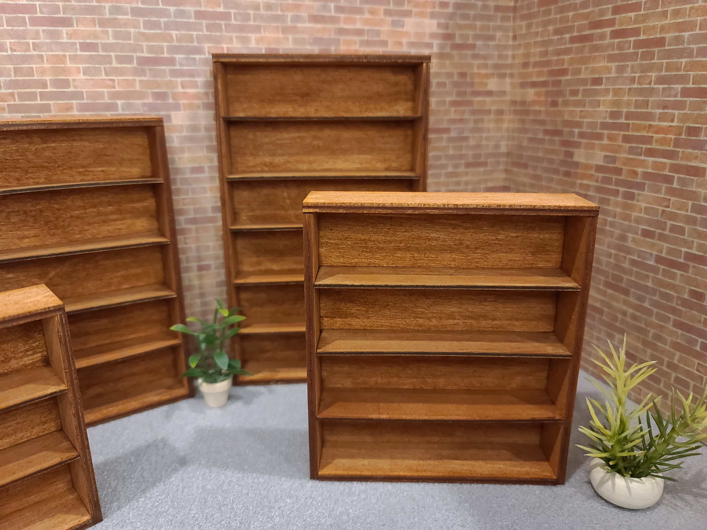 Miniature Wide Wooden Bookcase for dollhouses 112 Scale Etsy