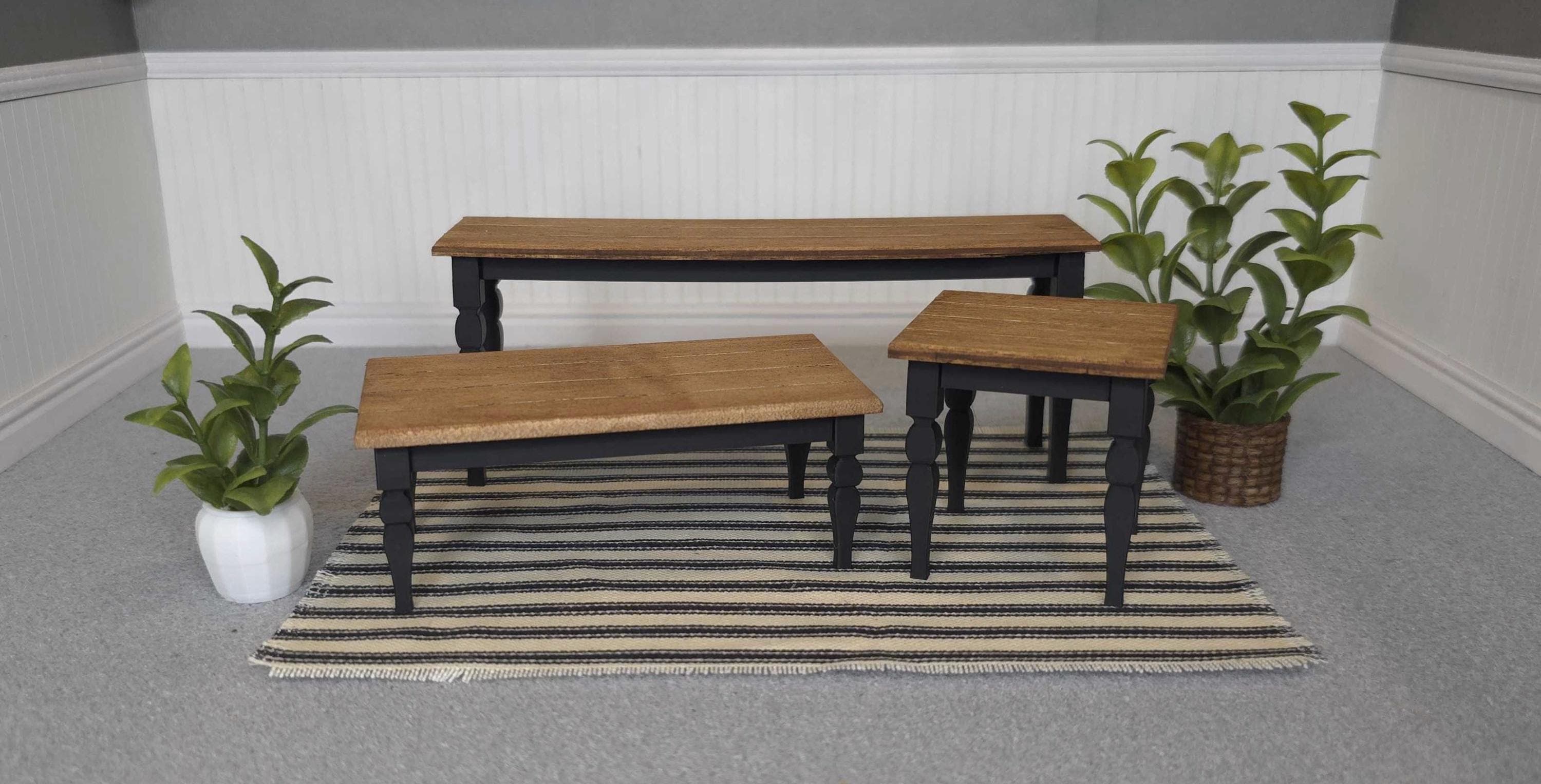 1:12 Miniature French Country Table - Black, Dollhouse Furniture, Mini ...