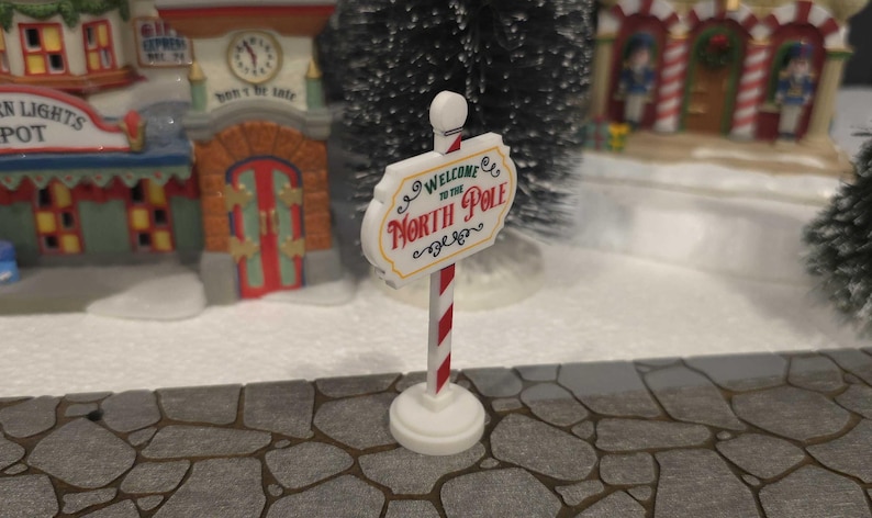 Miniature North Pole Sign, Christmas Village Sign, Custom Sign for Christmas Village, Personalized Christmas Village Accessory