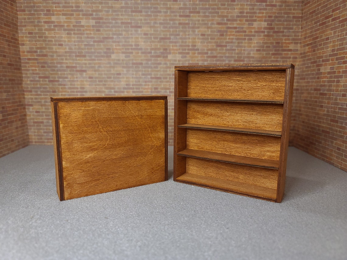 Miniature Wide Wooden Bookcase for dollhouses 112 Scale Etsy