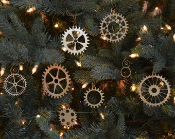 Steampunk Gear Christmas Ornament Set of 8