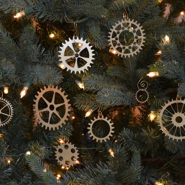 Steampunk Gear Christmas Ornament Set of 8