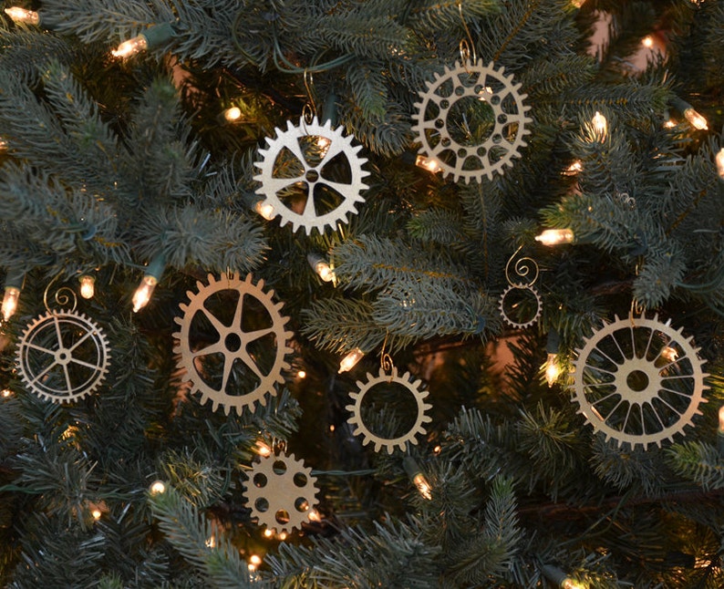 Steampunk Gear Christmas Ornament Set of 8 image 1