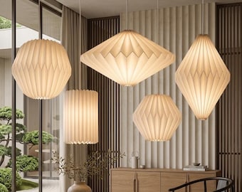 Nordic Origami Pendant Light – Paper Lantern Shade, Japandi Hanging Lamp, Scandinavian Ceiling Light, Minimalist Home Decor