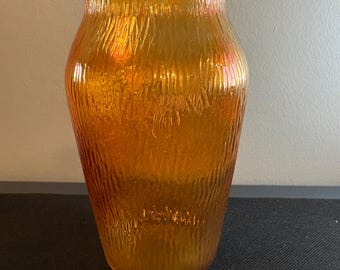 Vintage Jeannette Tree Bark Marigold Carnival Glass Vase