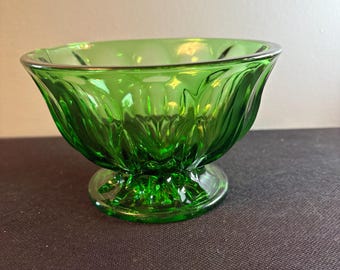 Vintage Anchor Hocking Green Fairfield Footed Dish