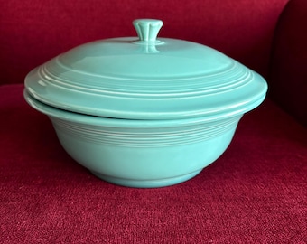 Vintage Fiesta Covered Casserole in Turquoise