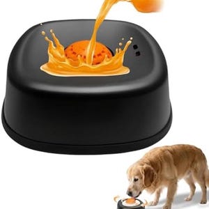 Slow Feeder Dog Bowl with Anti-Slip Ball for Liquid Treats - Perfect for Bone Broth & Dietary Supplements - 3/4 Cup Capacity for All Breeds