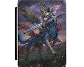 Funda para Kindle con diseño de Caballero Lobo - Cubierta para lector electrónico con temática de guerrero canino de fantasía