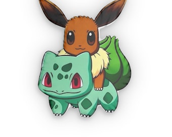 Schattige bruine vos rijdt op groene plant dinosaurus kussen