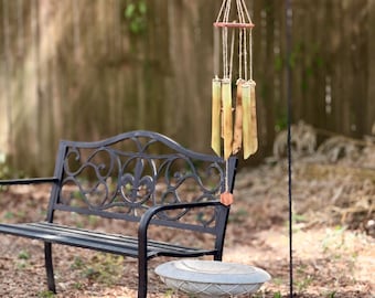 Bambuswindspiel mit einem 6-Eckigen Aufsatz