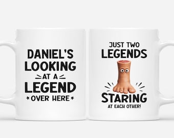Personalized JJust Two Legends Staring At Each Other Coffee Mug, Funny Gift For Coworker, Office Humor Ceramic Cup, Birthday Christmas Gift