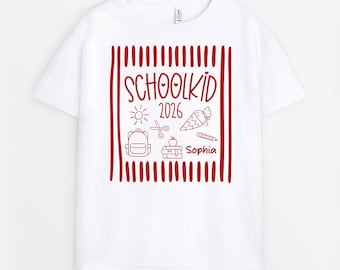 Personalized Schoolkid 2026 Shirt, Gift For Student From Parents, Cute Doodle Backpack Pencil Tee Custom Name Kids, Back To School Gift