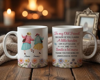 Personalized To My Old Friend Floral 3D Effect Mug, Gifts for Old Friends