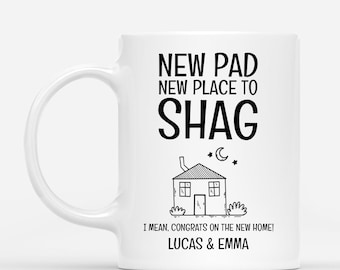 Personalized New Pad New Place To Shag Coffee Mug, Funny Gift For Couple From Friend, Housewarming Ceramic Cup, Birthday Christmas Gift