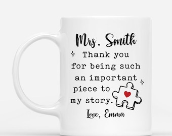 Taza de café personalizada con la frase "Una pieza importante de la historia", regalo para profesor de parte de un alumno, taza de agradecimiento con nombre personalizado, regalo de agradecimiento para profesores.