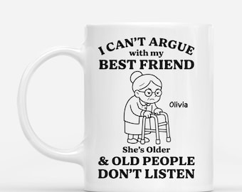 Taza de café personalizada "No puedo discutir con mi mejor amigo/a", regalo divertido para tu mejor amigo/a de parte de tu mejor amigo/a, taza de cerámica sarcástica, regalo de cumpleaños