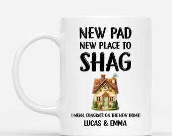 Taza personalizada con efecto 3D "Nuevo piso, nuevo lugar para tener sexo", regalo divertido para parejas de parte de amigos, taza de café para inauguración de casa, regalo de cumpleaños o Navidad.