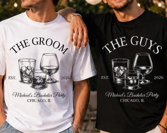 Personalized Bachelor Party T-Shirts, Gift For Groomsmen, Retro Whiskey Groom and Crew Tee, Groomsmen Proposal Anniversary Wedding Gift