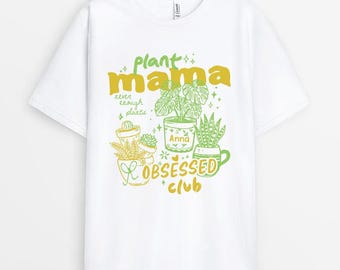 Personalized Plant Mama Light T-Shirt , Gift For Plant Lover From Friend, Custom Name Plant Obsessed Club Tee, Birthday Keepsake Gift