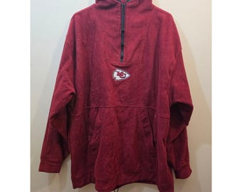 Vintage NFL Kansas City Chiefs Fleece Quarter Zip Pullover Red Men XL Embroidery