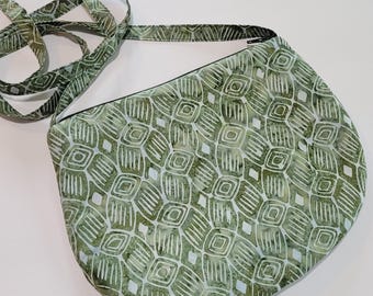 Batik Cotton Crossbody Bag, Padded Phone Purse