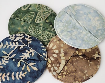 Batik Cotton Stemware Coasters, Drink Markers, Set of 4