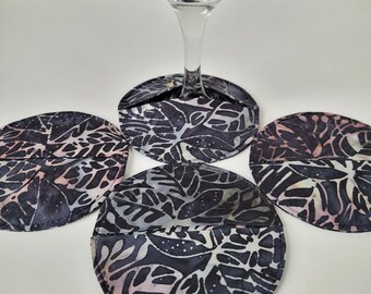 Batik Cotton Print Stemware Coasters, Slipper Coasters