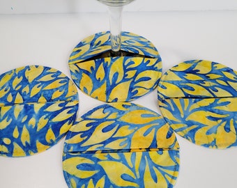 Handcrafted Slipper Coasters, Cotton Stemware Coasters, Set of 4
