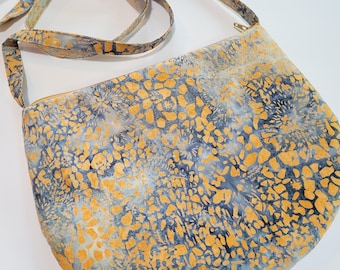 Batik Cotton Crossbody Bag, Padded Phone Purse
